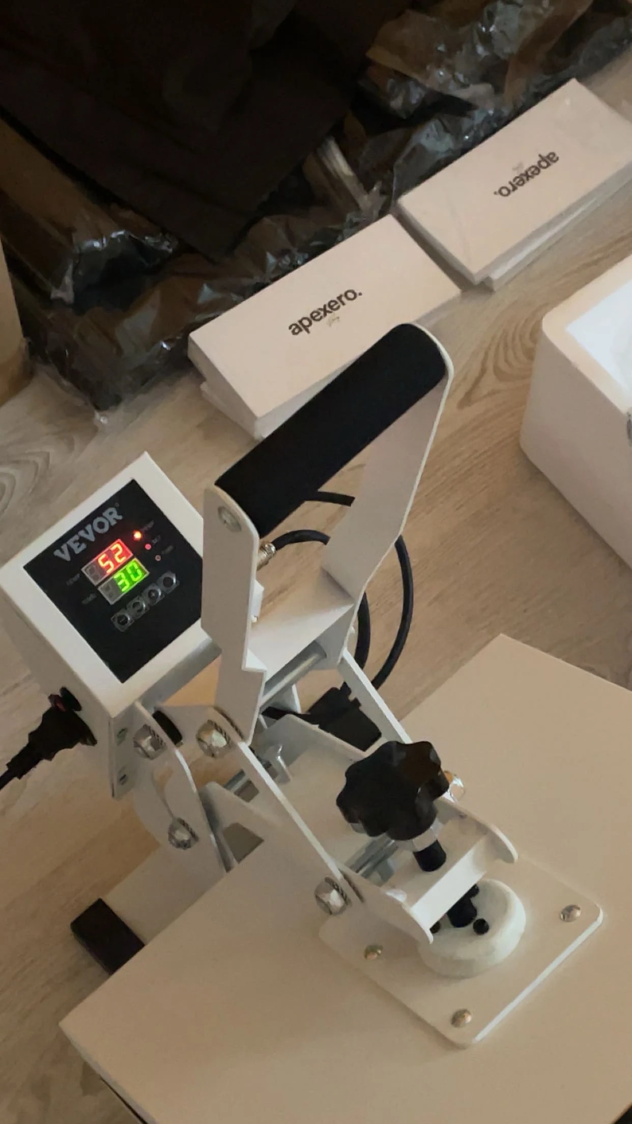Heat press in the workshop