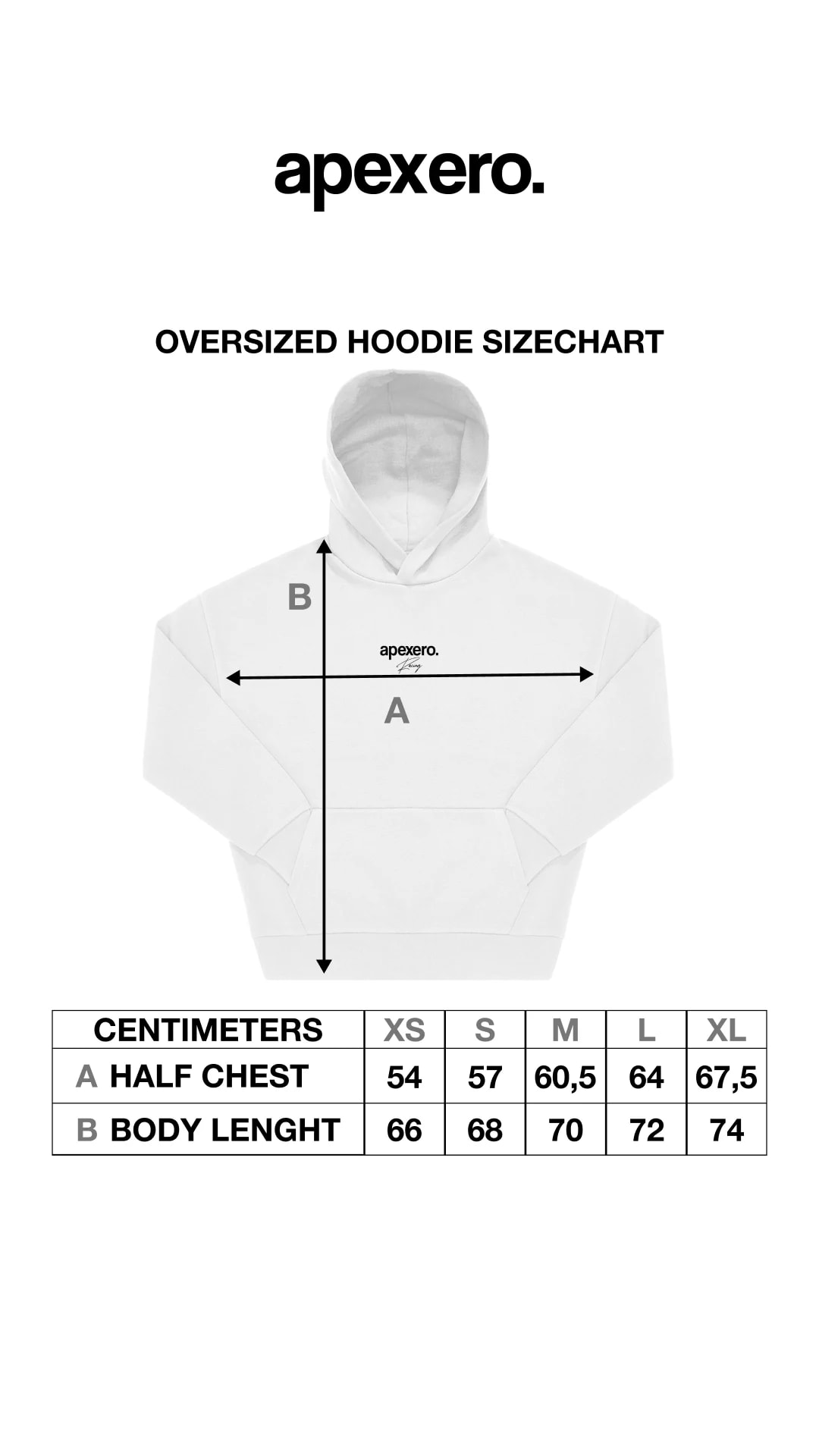 Hoodie size chart