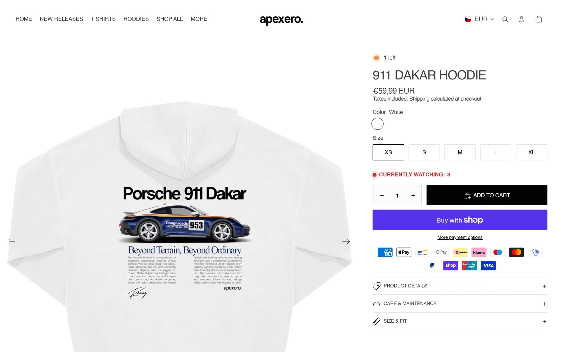 Product page, desktop