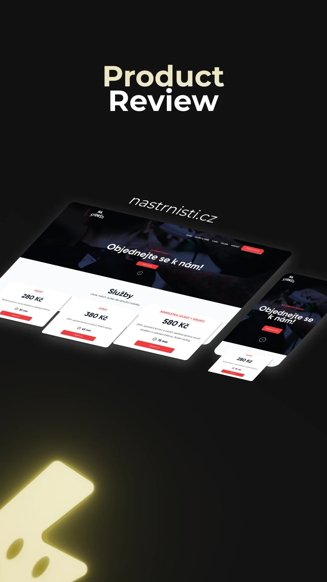 The finished site, dark presentation