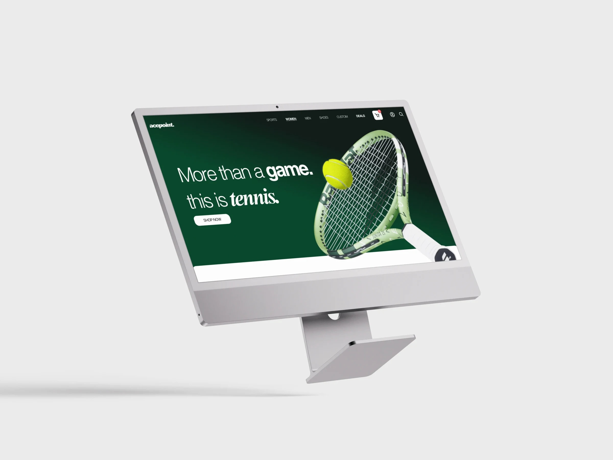 Tennis e-shop concept, site mockup